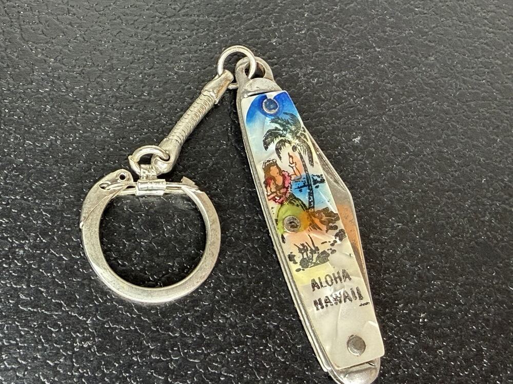 Vintage Aloha Hawaii Knife Key Chain Souvenir Made in U.S.A. Hawaiian Islands